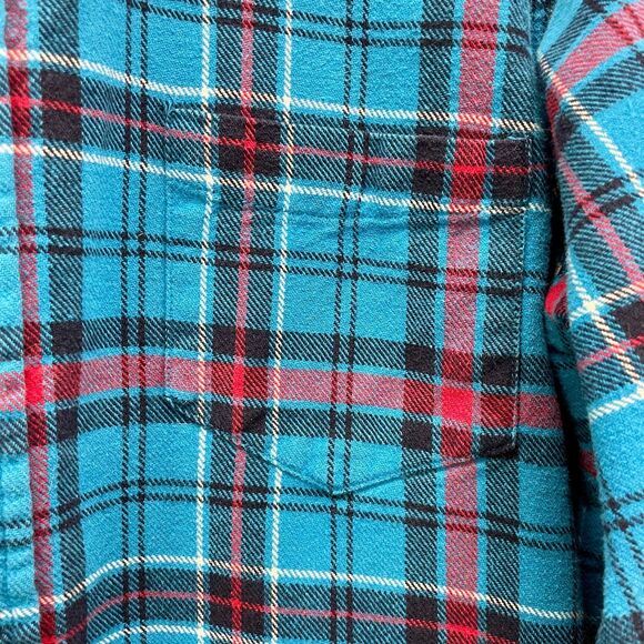 Vintage 90s Plaid Flannel Shirt Mens Small Womens Medium Plaid Flannel Blue Red - Picture 3 of 16